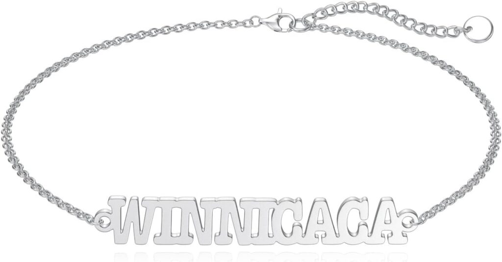 WINNICACA Personalized Name Bracelet or Anklet for Women Birthday Gifts, Custom Bracelets with Name Heart Chain Bracelet Cuff Women Gifts
