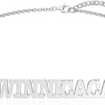 WINNICACA Personalized Name Bracelet or Anklet for Women Birthday Gifts, Custom Bracelets with Name Heart Chain Bracelet Cuff Women Gifts