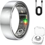 Health Smart Ring Fitness Tracker with GPS Route for Men Women, Step/Heart Rate/Blood Oxygen/Blood Pressure/Sleep Monitoring for iPhone & Andriod, No App Subscription (Silver, #12)
