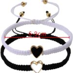 2pcs Handmade Braided Heart Couple Bracelets Mutual Attraction Matching Bracelet for Couples Women Men Best Friend Jewelry Lover Gifts