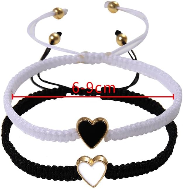2pcs Handmade Braided Heart Couple Bracelets Mutual Attraction Matching Bracelet for Couples Women Men Best Friend Jewelry Lover Gifts