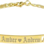 Tina&Co Personalized Gold Plated Stainless Steel Bracelets Name Bar Bracelet Custom Bracelet Gift For Men Women-24
