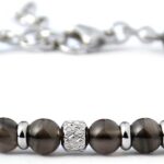 Ganbatte Handmade Beaded Bracelet, Natural Stone and Silver Stainless Steel, Boho Style Women’s Jewelry