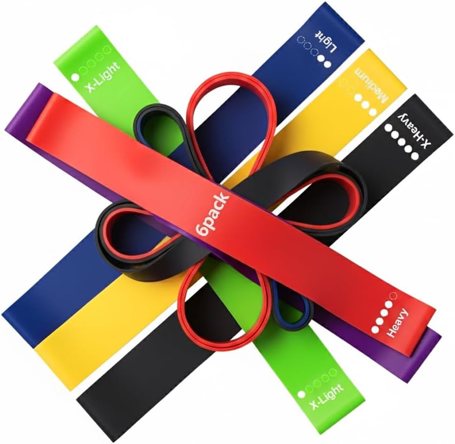 6-Pack Resistance Bands for Home Gym Workouts, 5 Levels (3-50 lbs) Latex-Free Exercise Bands Set for Muscle Training, Physical Therapy, Men & Women