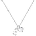 Heart Initial Necklaces for Girls -925 Silver Necklace for Women Teen Girl Gifts Dainty Heart Pendant Silver Initial Necklaces for Women Jewelry for Girls Necklace for Teen Girl Gifts