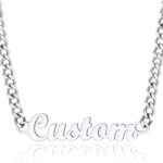 FindChic Custom Name Necklace Personalized Stainless Steel Layered Necklace for Women Girls Gold Plated/Black Name Plate Jewelry Gift for Gf Mom Daughter, with Gift Box