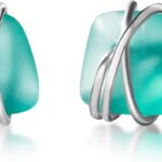 Sea Glass Earrings S990 Sterling Silver Hypoallergenic Handmade Stud Post Earrings Beach Glass Fashion Statement Handcraft Jewelry for Women Girls