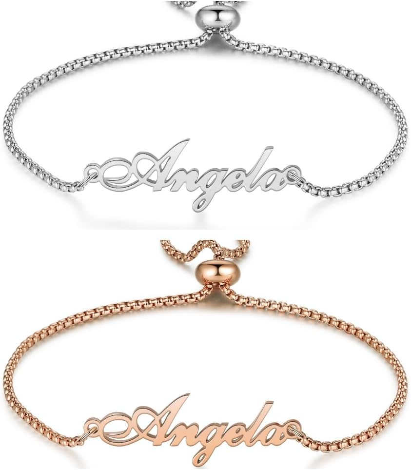 Custom Names Bracelet for Women, Personalized Date Stainless Steel Mother Daughter Bracelet BFF Sisters Heart Bracelets for Women