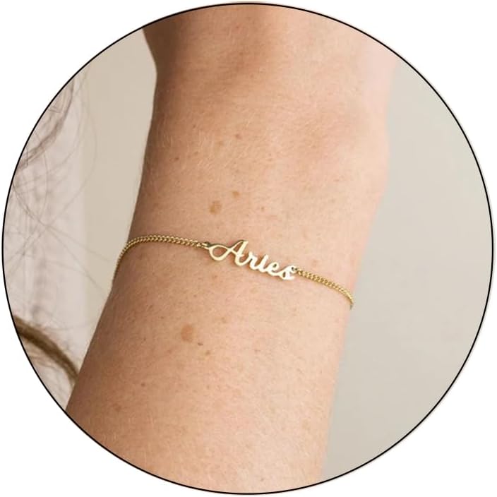 Custom Bracelet for Women – 14K Gold Plated Adjustable Name Anklet Bracelets Personalized, Customized Bracelet Birthday Gift for Women
