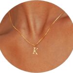 Gold Initial Necklaces for Women，Dainty 14k Gold Plated Letter Necklaces Cute Tiny A-Z Letter Pendant Necklace Trendy Simple Waterproof Box Chain Necklace Personalized Monogram Name Necklace for Delicate Jewelry Gift