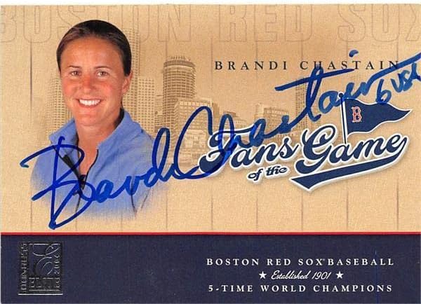 Brandi Chastain autographed trading card (Soccer USA Womens) 2004 Donruss Fans of Game #205FG3 – Autographed Soccer Cards