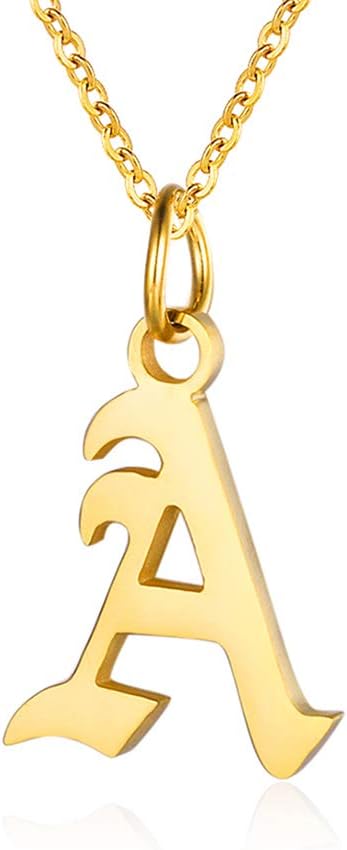 Letter Necklaces for Women Personalized Necklaces 18K Gold Plated Initial Pendant Old English Name Necklaces A-Z Bridesmaid Gift for Girls