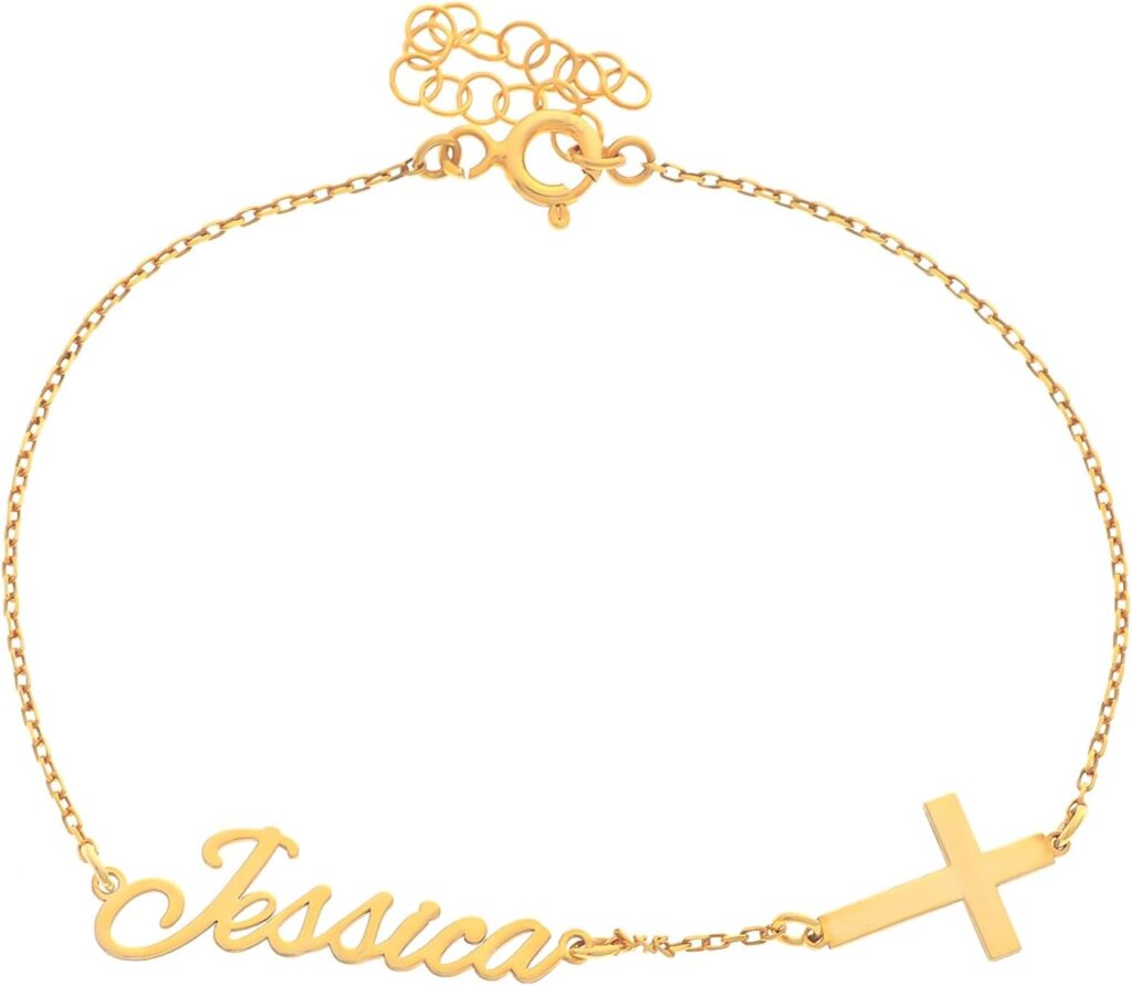 Personalized Cross Bracelet with Name, Cross Bracelet for Women, Cross Bracelet for Kids, Birthstone Bracelets for Women, Christian Gifts for Women, Christian Bracelets for Women, Baptism Gift