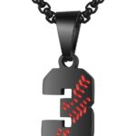 AIAINAGI Baseball Number Necklace – Stainless Steel Chain Pendant for Men Athletes 00-99 Jersey Number Gift