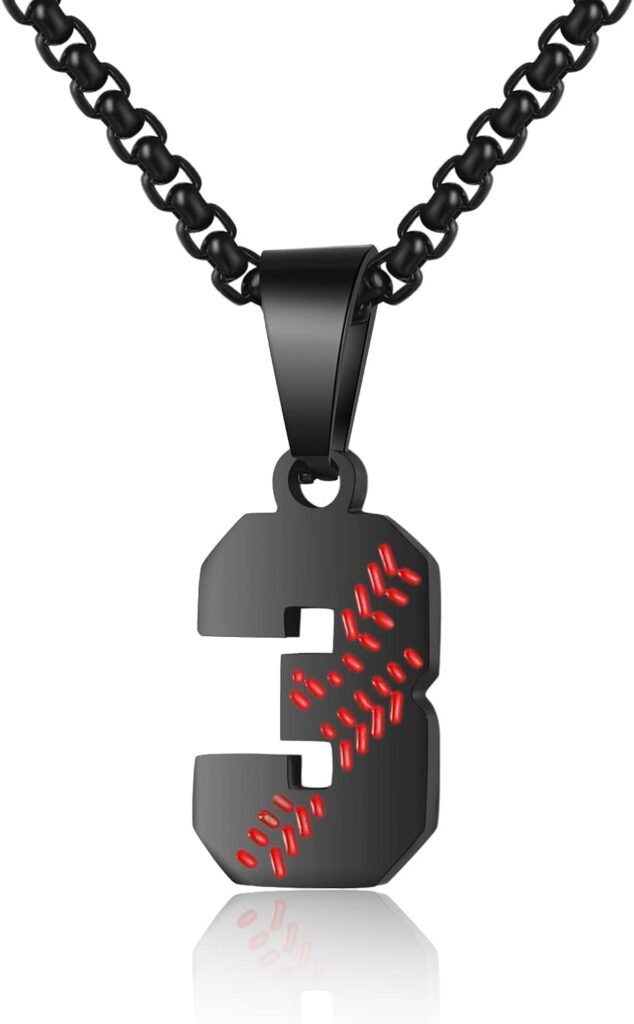 AIAINAGI Baseball Number Necklace – Stainless Steel Chain Pendant for Men Athletes 00-99 Jersey Number Gift