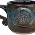 Irish Triskele Celtic Pottery Mug Made in Ireland Handcrafted Ceramic Celtic Kitchen Accessory 3’x4′, medium, Cobalt Blue