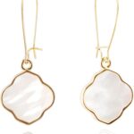 Earrings for Women14K Gold Drops Dangle Pendant Natural Stone Natural shell of Pearl Earrings Handmade Premium Quality Jewelry are the Gift for Mom,Wife and Girlfriend