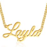 Name Necklace Personalized, 18K Gold Plated Custom Name Necklaces for Women Customized Name Plate Pendant Jewelry Gifts for Women