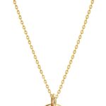 Bemoly Initial Necklace for Women Round 11MM Coin Disc Double Side Engraved Letter A-Z Hammered Pendant 14K Gold Plated Personalized Alphabet Birthday Jewelry 17.5″