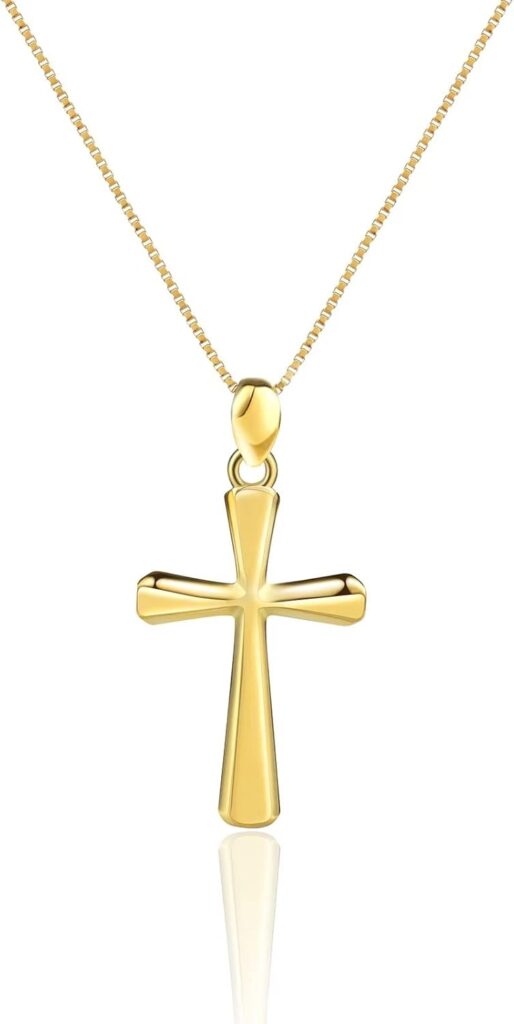Sterling Silver Cross Necklace for Women 925 Sterling Silver Simple Classic Cross Pendant Necklace Handmade Crosses Religious Jewelry