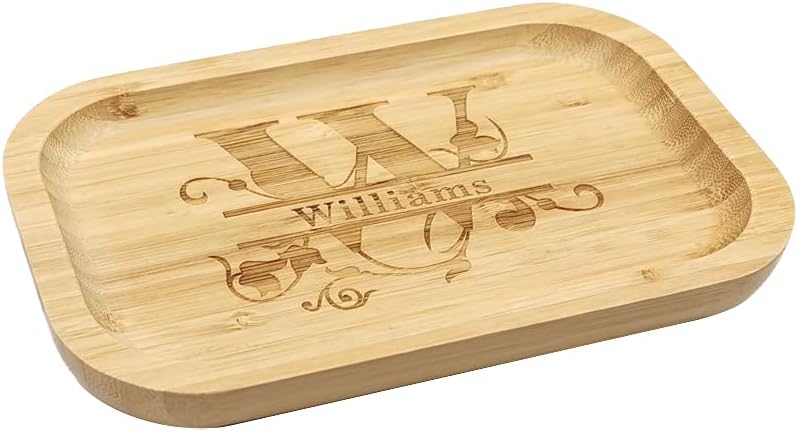 Personalized Bamboo Serving Trays and Platters, Custom Engraved Decorative Food Platters, Drinks Serving Trays (Rounded Rectangle)