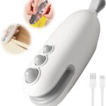 Mini Bag Sealer, 2025 Upgrade Portable Handheld Vacuum Food Sealer Bag Sealing Machine for Plastic Bags Snack Bags, Rechargeable Food Bag Sealer for Travelers (White)