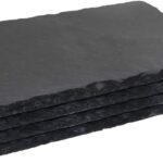 MONKEY SUN 4 Pack 12 x 8 Black Slate Cheese Board with Natural Edge for Kitchen Dining Party, Charcuterie Stone Plates for Cake Fruit Meat Appetizers Dried Fruits Display Chalkboard, Set of 4