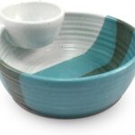 Modern Artisans American Handmade Stoneware Pottery Deep-Dish Chip and Dip Bowl, Frosted Teal Collection