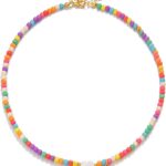 Colorful Initial Cute Necklaces for Wowen Girls – Trendy Beaded Choker Necklace for Teen Girl, Personalized Letter Initial Gifts for Daughter Teen Jewelry Birthday Gifts