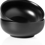 Kanwone Large Serving Bowls – 55 Ounce, Ceramic Salad Bowls, Pasta, Porcelain Soup Bowls, Set of 2, Serving Dishes for Entertaining, Microwave and Dishwasher Safe, Matte Black, Housewarming Gift