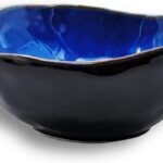 Ceramic Decorative Bowl, Blue Pottery Key Bowl, Porcelain Versatile Decor, Small Jewelry Trinket Dish with Blue Glaze for Gift Decor Entryway Bedroom (6” Bowl)