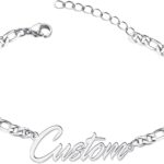Name Bracelet Personalized 925 Sterling Silver Figaro Chain Link Custom Name Bracelet or Anklet for Men Women