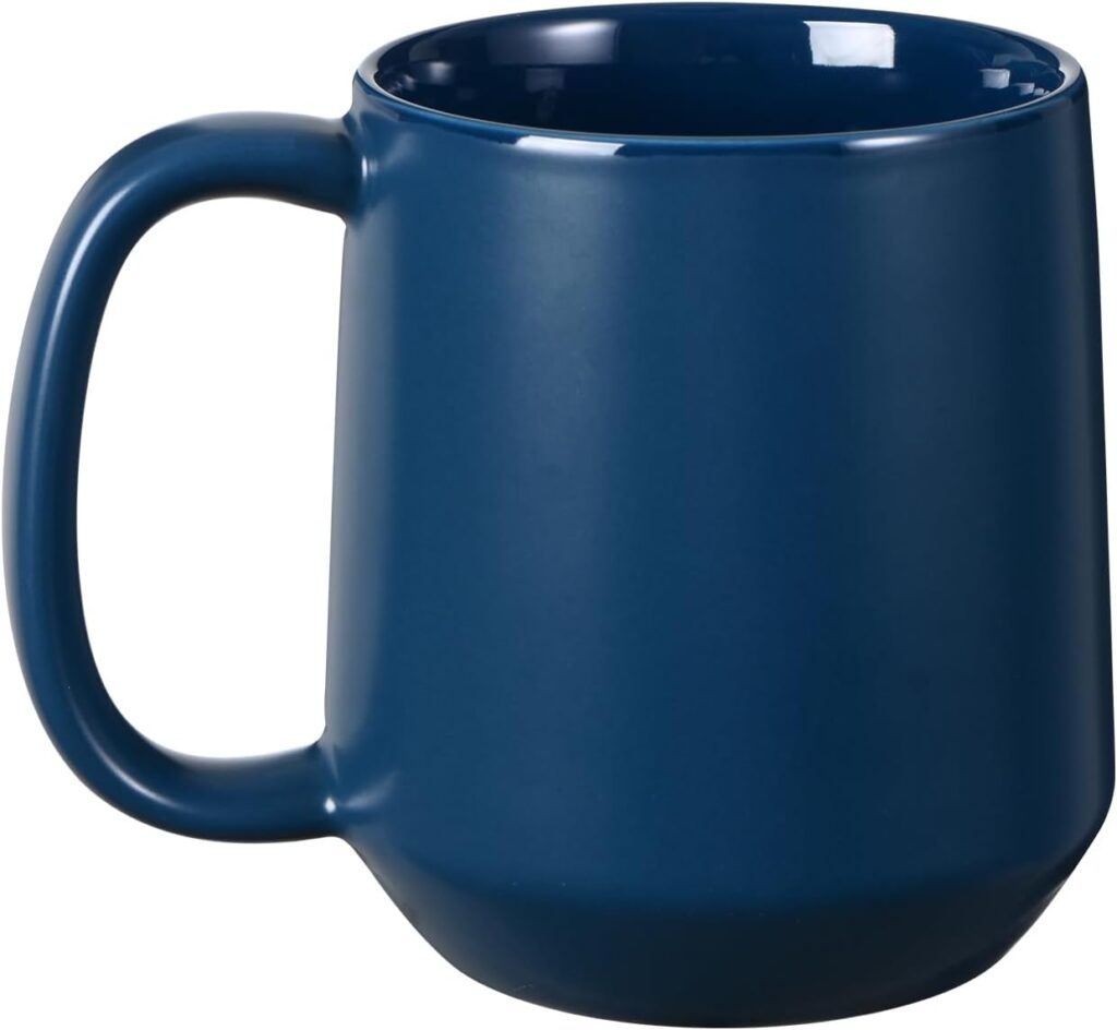 Miicol Ceramic Coffee Mug, 16 oz Large Coffee Cup, Tea Mug with Handle, Flat Bottom Mug for Men, Women, Office, Microwave and Dishwasher Safe, Multi-Color, Navy