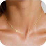 TOBENY Dainty Gold Initial Necklaces for Women,14k Gold Plated Sideways Letter Necklace Personalized A-Z Name Heart Choker Necklace Tiny Cute Monogram Necklace Jewelry Gift