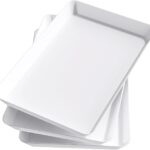 Lifewit Reusable Plastic Serving Tray, 15″ x 10″ White Platters for Party, Large Tray Dishes for Serving Food, Buffet, Snacks, Fruit, Rectangle, Thanksgiving Christmas Essentials, 3 Sets, BPA Free