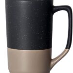 16 OZ Large Coffee Mug, Two Color Combination Big Ceramic Tea Cup with Square Handle with White Speckled for Men Women Restaurant Home Office Hot Drinks, Grey