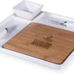 PICNIC TIME NFL Peninsula Cutting Board & Serving Tray – Cheese Board – Charcuterie Board – Appetizer Plate, Bamboo & White Ceramic