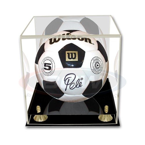 BCW Deluxe Soccer Ball Display Case | Clear Acrylic Case with UV Protection for Soccer and Volleyball Collectibles | Ideal for Autographed Balls
