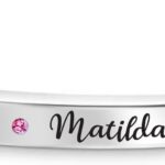 Personalized Birthstone Cuff Bracelets Custom Name Inspirational Bangle Bracelet Engraved Memory Jewelry Customized Gifts for Women