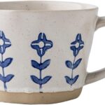 Ceramic Mugs for Men & Women, Unique Microwave & Dishwasher Safe Tea/Coffee Rustic Stoneware Cups for Office & Home（Blue Floral Mug）