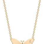 MEVECCO Gold Dainty Initial Necklace 18K Gold Plated Butterfly Pendant Name Necklaces Delicate Everyday Necklace for Women Minimalist Personalized Jewelry