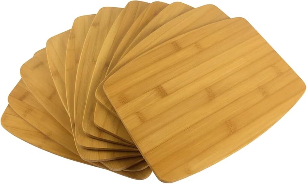 Set of 12, Bulk Wholesale Bamboo Cutting Boards – Thin 12×9″ Blank Reversible Wood Serving Tray, Charcuterie Platter, Grazing Board for Customized Engraving Gifts, Epoxy Resin, Home Deco, Wall Display