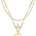 Gold Layered Necklaces for Women 14K Real Gold/Silver Plated Dainty Stackable Choker Chain Necklace Stack Layering Simple Trendy Fashion Pendant Necklaces Set Jewelry Gifts