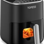 TOPZEE Air Fryer 12-in-1 with 5.5 QT Large Capacity, Compact Air Fryer, 100-400℉ Precise Heat, 360°Hot Air Circulation, 95% Less Oil, Bake, Dry, Reheat, Frozen, Broil, Proof, Black