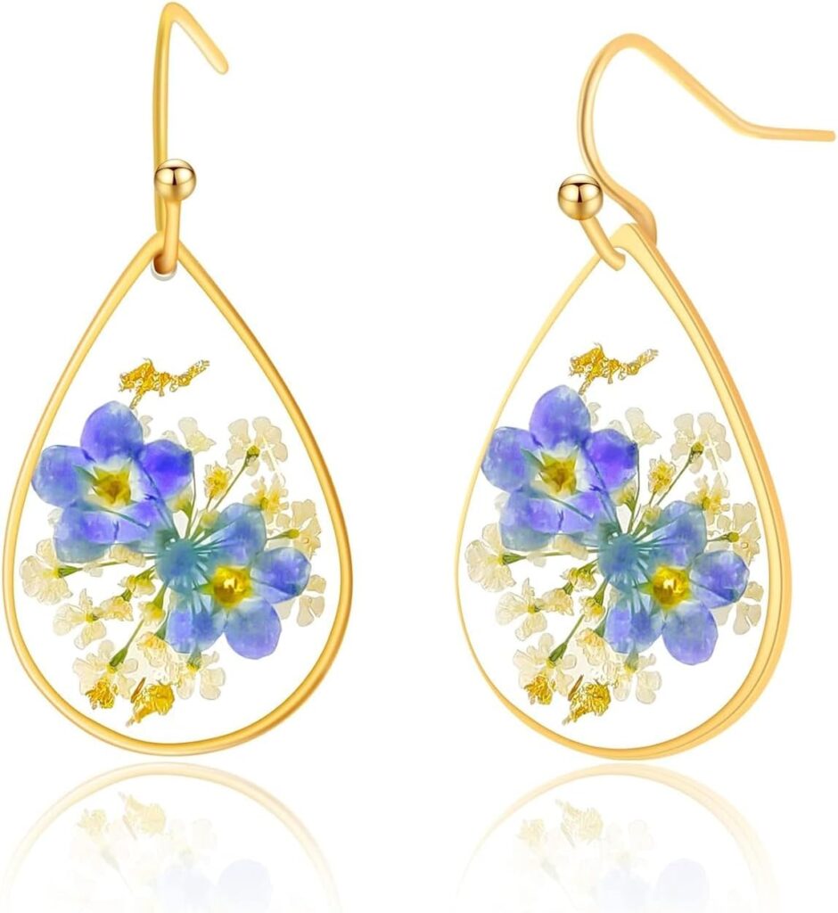 Handmade Pressed Flower Earrings for Women