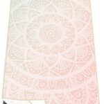 Colorful Star Yoga Towel with Corner Pockets, Non Slip Grip Dots Sweat Absorbent Hot Yoga Mat Towels, Soft Yoga Blankets with Travel Bag, Mat Cover for Workout, Gym, Fitness – 70″x26″, Pink Mandala