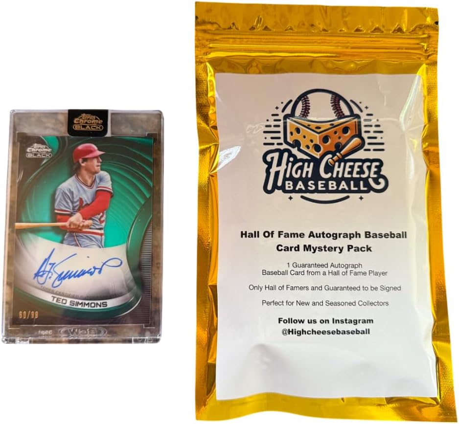High Cheese Baseball Hall of Fame Mystery Pack, 1 Autographed Baseball Card from a Hall of Fame Player, Guaranteed HOF Player Signature