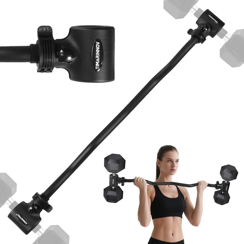 Dumbbell to Barbell Converter Bar, EZ Curl Barbell Adapter with 200LB Capacity, Adjustable Weight Bar for Home Fitness, Fits Standard 1-1.5 Inch Dumbbell Handles for Weight Lifting