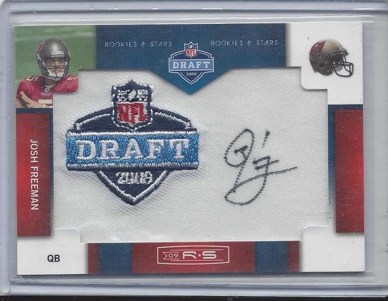 Josh Freeman 2009 Rookies & Stars Nfl Draft Patch On Card Auto Rc #d 56/100 – NFL Autographed Football Cards