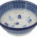 Authentic Polish Pottery Bowl 6-inch in Blue Town Design Handmade in Bolesławiec Poland by Ceramika Artystyczna + Certificate of Authenticity